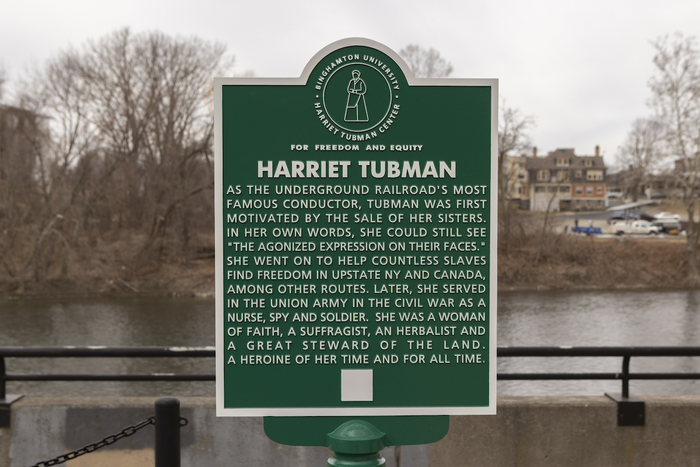 Harriet Tubman historical marker on the Downtown Binghamton Freedom Trail