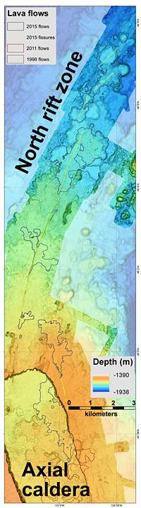 Map of Axial Seamount Eruptions