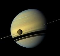 File image of Titan and Saturn
