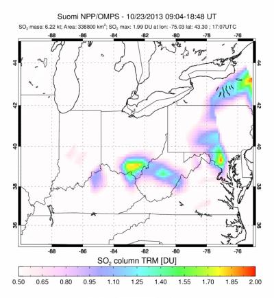 Sulfur Dioxide Emissions over the US from Oct | EurekAlert!