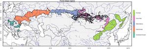 Distribution of the five regions of the Eurasian forest-steppe zone