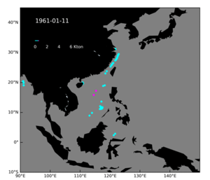 Plastic emission between 1961 and 1962 in East and Southeast Asia