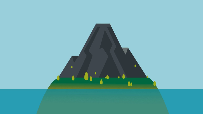 Volcano and sea level animation