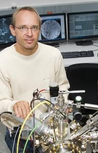 Peter Sutter with a Low-Energy Electron Microscope