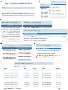 Search interface and result pages in HortGenome Search Engine. a–e Screenshots of the search interfaces.