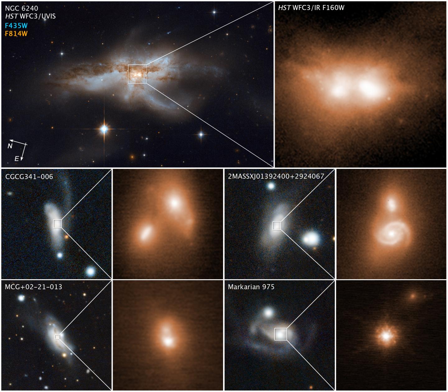 Hubble and Keck Observatories Uncover Black Holes Coalescing