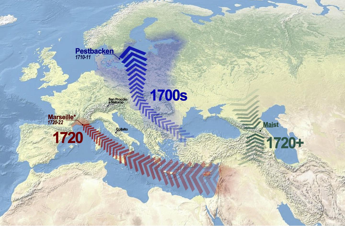 Historically Reconstructed Introduction Routes of Y. pestis