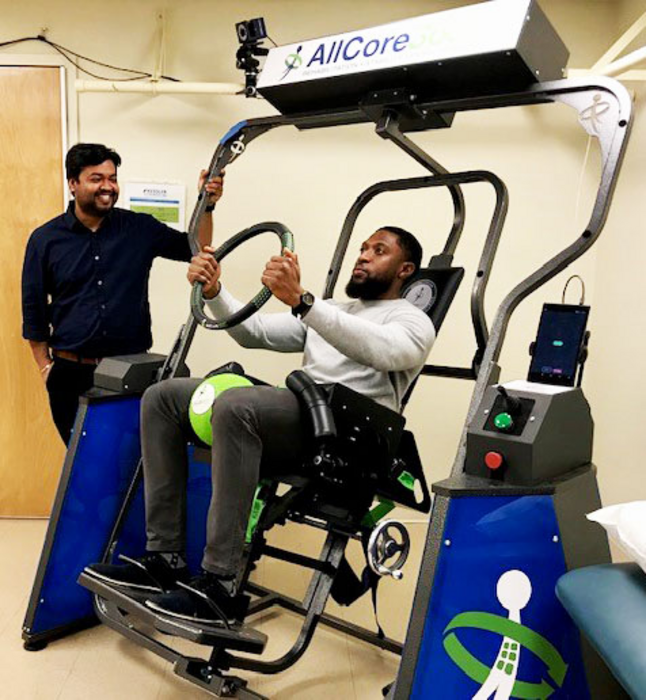 Dr. Pilkar with the AllCore360º at Kessler Foundation.