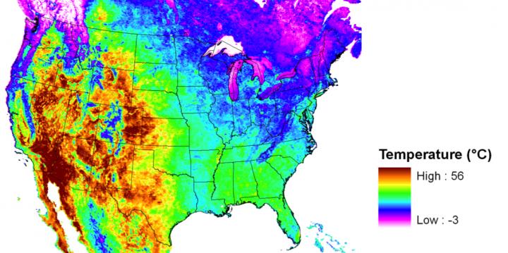 Temperature Map of Continental US from 2001