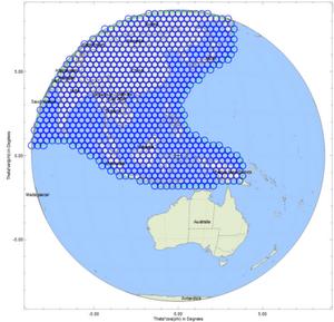 Figure 2 VHTS coverage for Asia-Pacific region(976 0.25°beams)