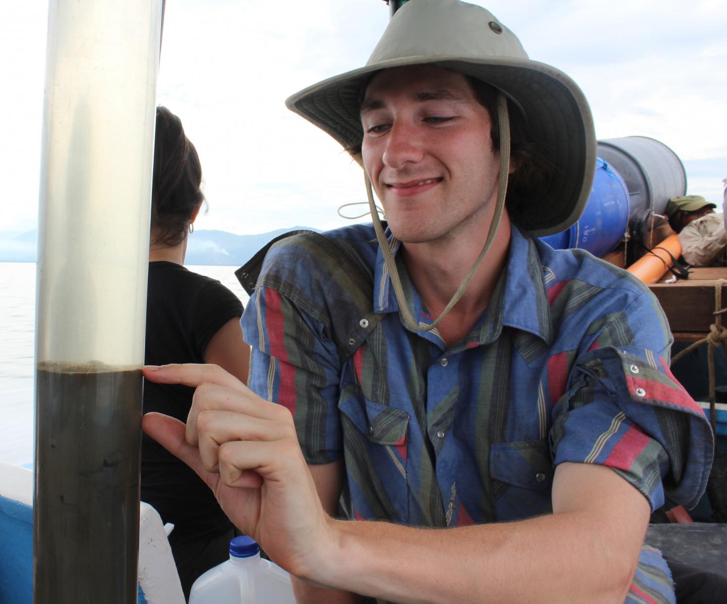 Collecting a Lake Sediment Core on Lake Izabal