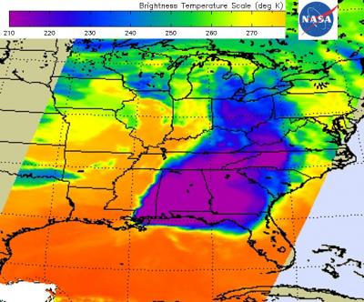NASA's Aqua Satellite Infrared View of Powerful Thunderstorms