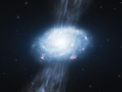 Artist's Impression of a Young Galaxy Accreting Material