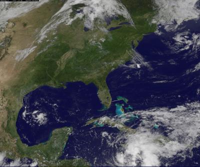 NASA/NOAA GOES-13 Satellite Image of 2 Caribbean Lows