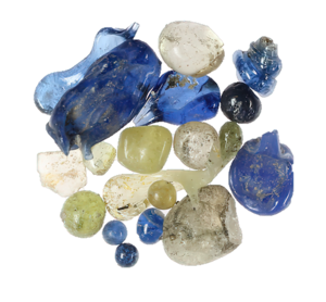 Melted glass with gold droplets