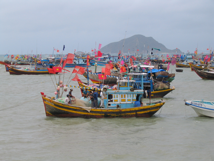 Boats in the Mekong River Delta