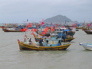 Boats in the Mekong River Delta