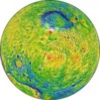 A Map of Martian Gravity Looking down at the South Pole