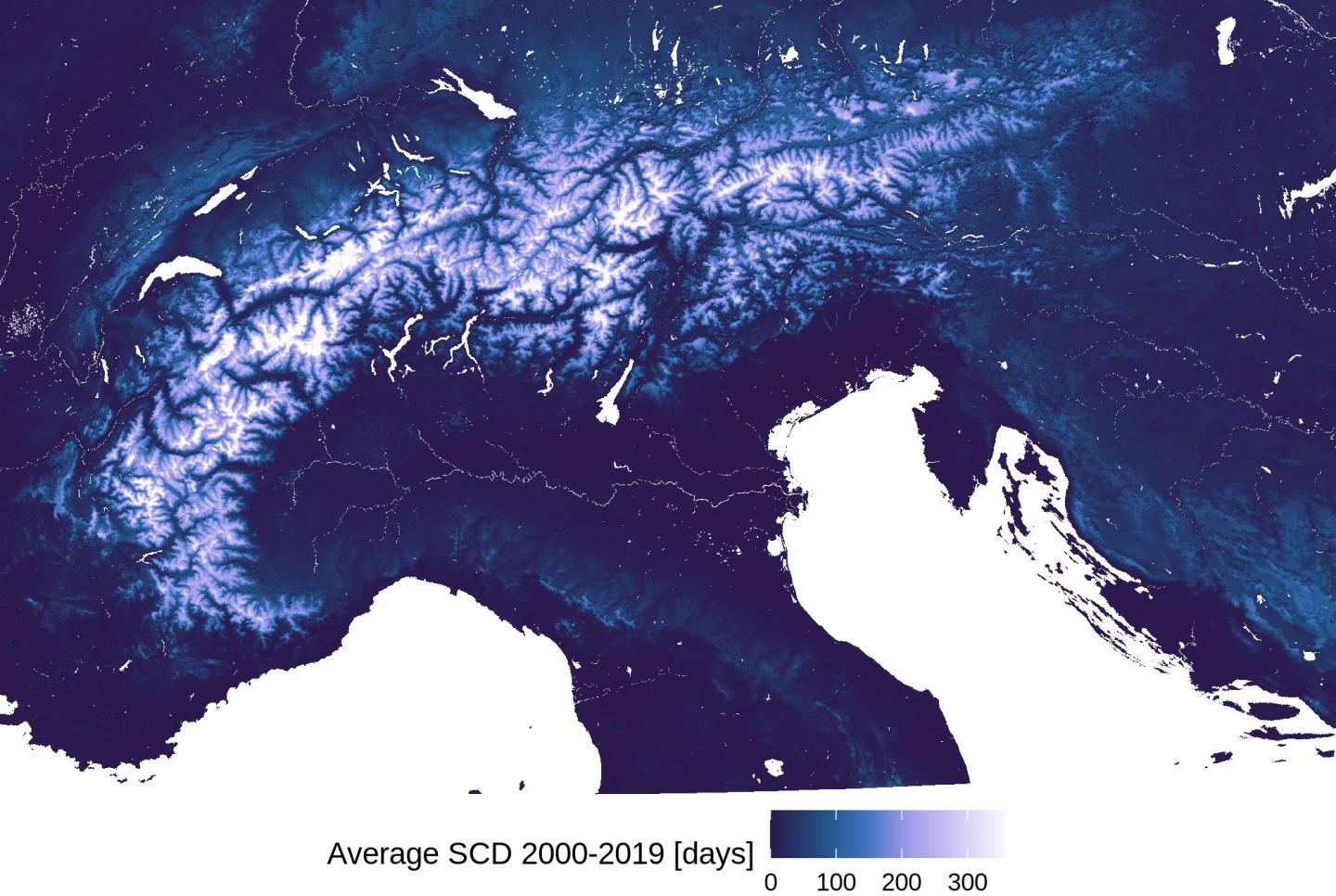 Average snow cover in days 2000-2019