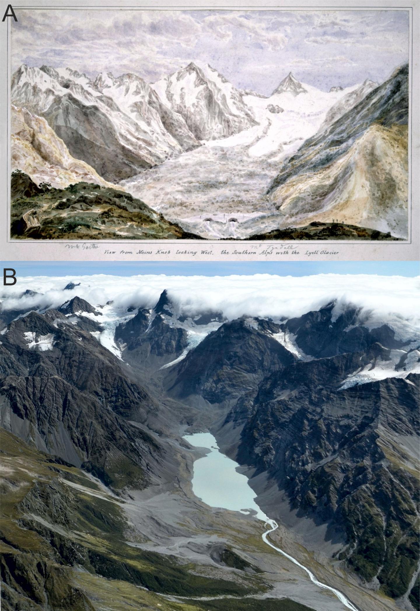 Lyell Glacier Comparison 1866 and 2018