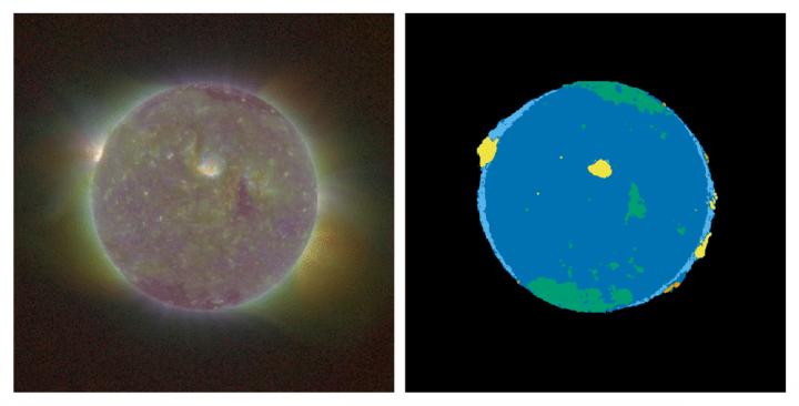 Changes in the Sun Depicted on SUVI Thematic Map Produced by the New Algorithm