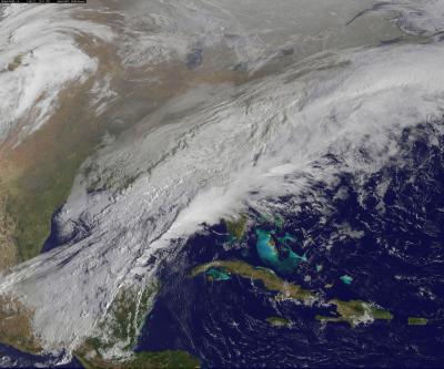GOES Image of St. Patrick's Day Snowstorm