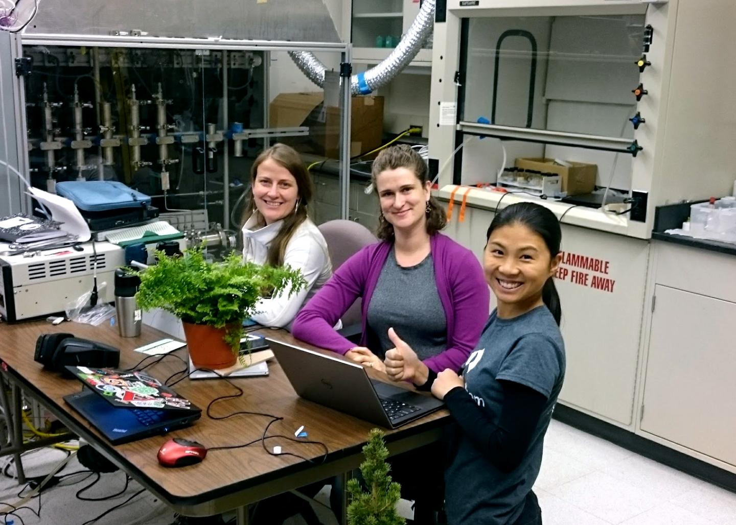 USask-led research team measures air quality in a simulated room in a lab at Syracuse University in 2017.