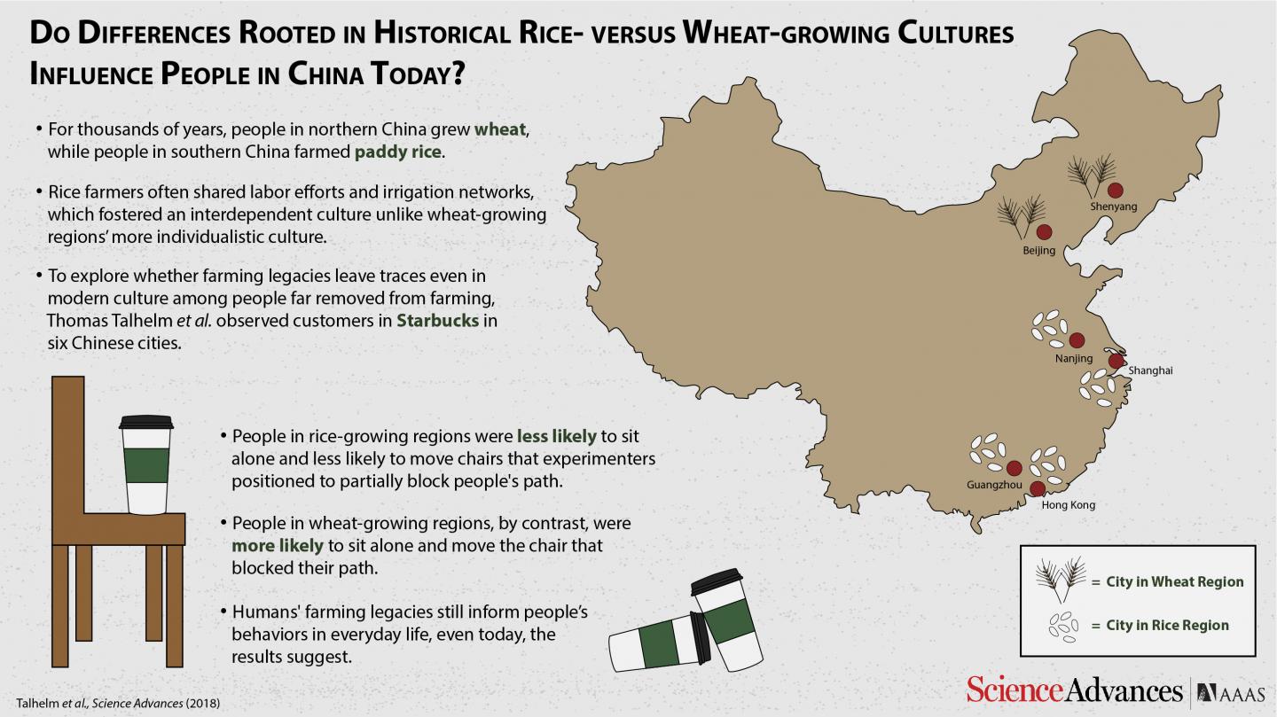 As Seen in Starbucks: In China, Traits Related to Traditional Rice or Wheat Farming Affect Modern Behavior (1 of 10)