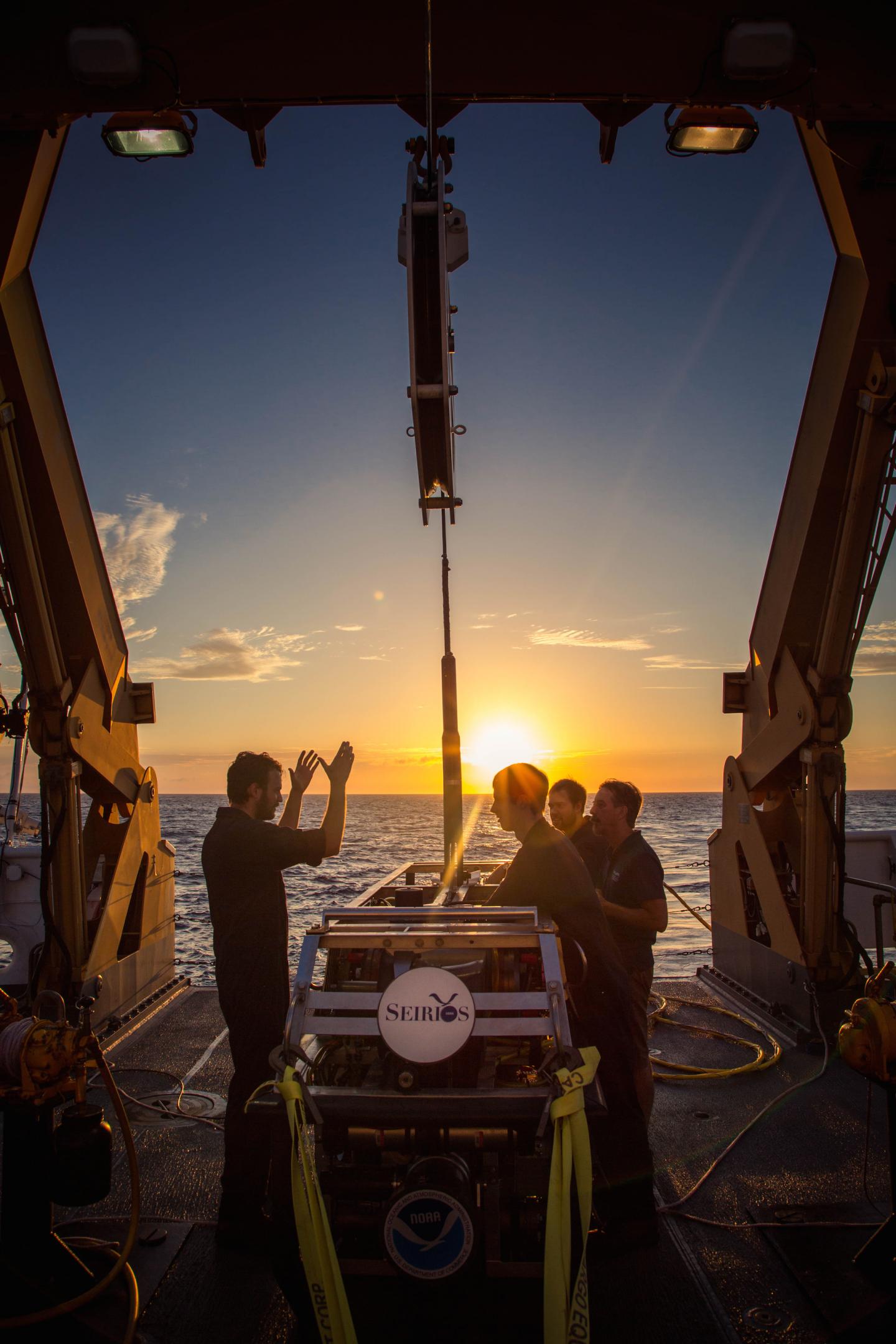 Scientists prepare for a Dive