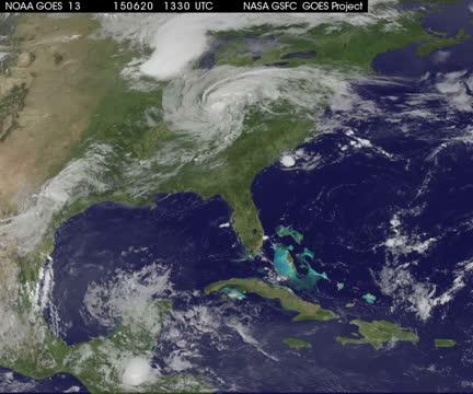Satellite Movie Shows Tropical Depression Bill's Remnants Exit U.S.