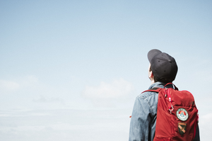 Student looking up at the sky