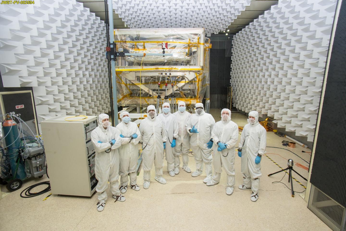 Testing the James Webb Space Telescope with Radio Waves