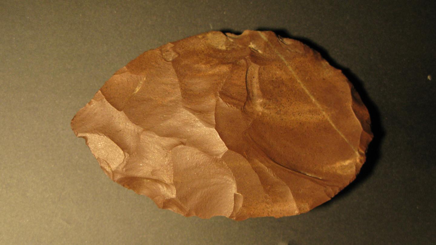 A Stone Tool Thought to be a Speartip Made from Radiolarite Sourced over 100km to the east of the Ca