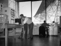 Sir Bernard Lovell and J.G. Davies in Jodrell Bank Observatory Control Room