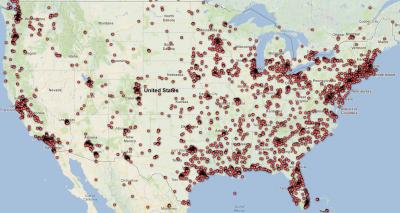 Pinmap of Tweets Related to HIV