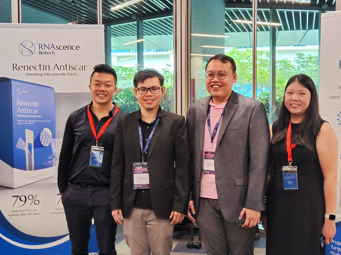 NTU spin-off company RNAscence Biotech, which developed an anti-scarring microneedle patch