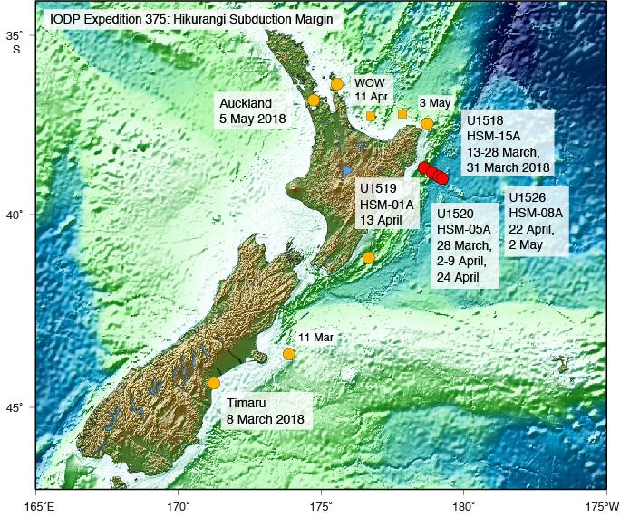 Map of New Zealand's Hikurangi Subduction Zone