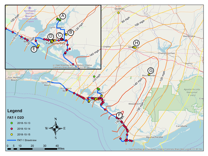 Hurricane Michael peak wind map