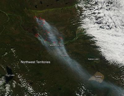 Fires North of Mackenzie River in Canada