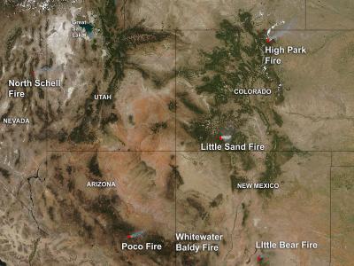 NASA Satellite Sees Several Western US Fires Blazing