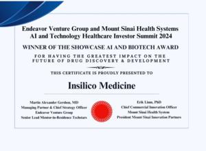 Insilico Medicine is proud to be a distinguished honoree of the Showcase AI and Biotech Innovation Award