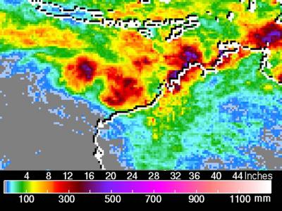 NASA Adds up Cyclone Lua's Rainfall