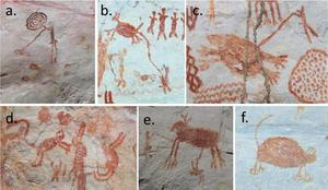 A collage of rock art images from Cerro Azul