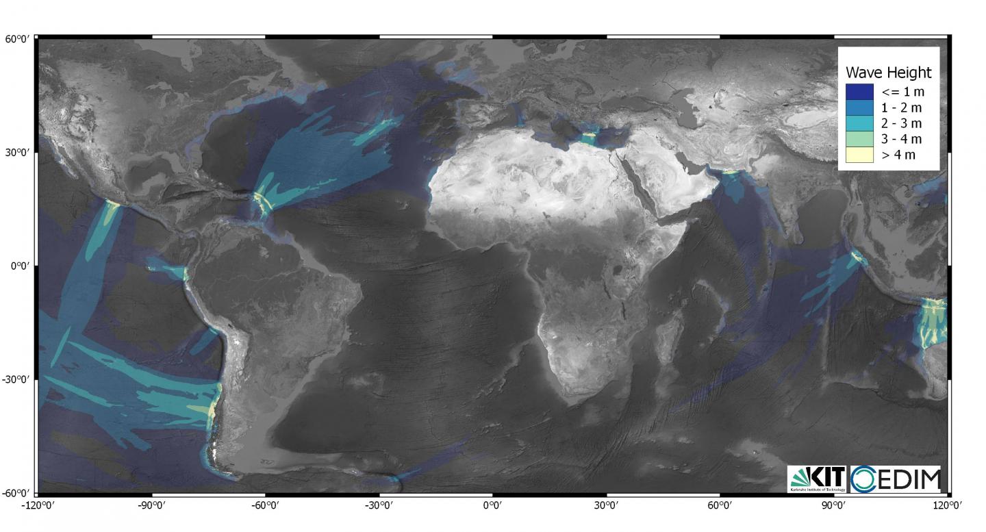 Simulated Tsunamis Showing Their Maximum Potential Wave Heights