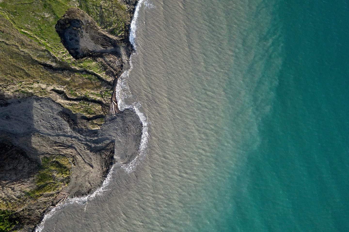 Permafrost Slumps into the Sea on Qikiqtaruk -- Herschel Island, Yukon Territory