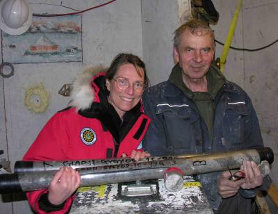 Co-Lead Scientists with Sediment Core