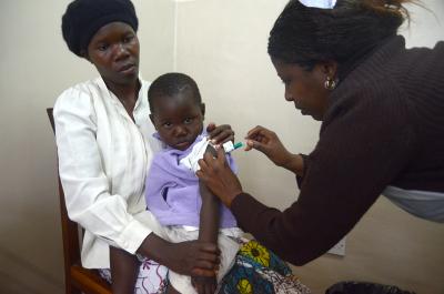 A Child Receives a Vaccination at the UNC Study Site