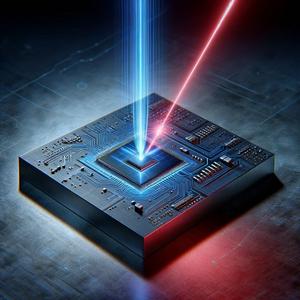 Artistic image of the new inspection tool for ultrafast electronics with femtosecond electron beams.