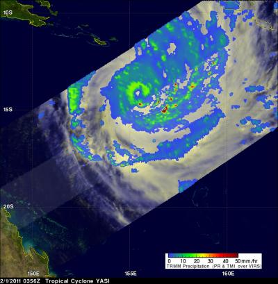 NASA's TRMM Satellite Measures Cyclone Yasi's Rainfall