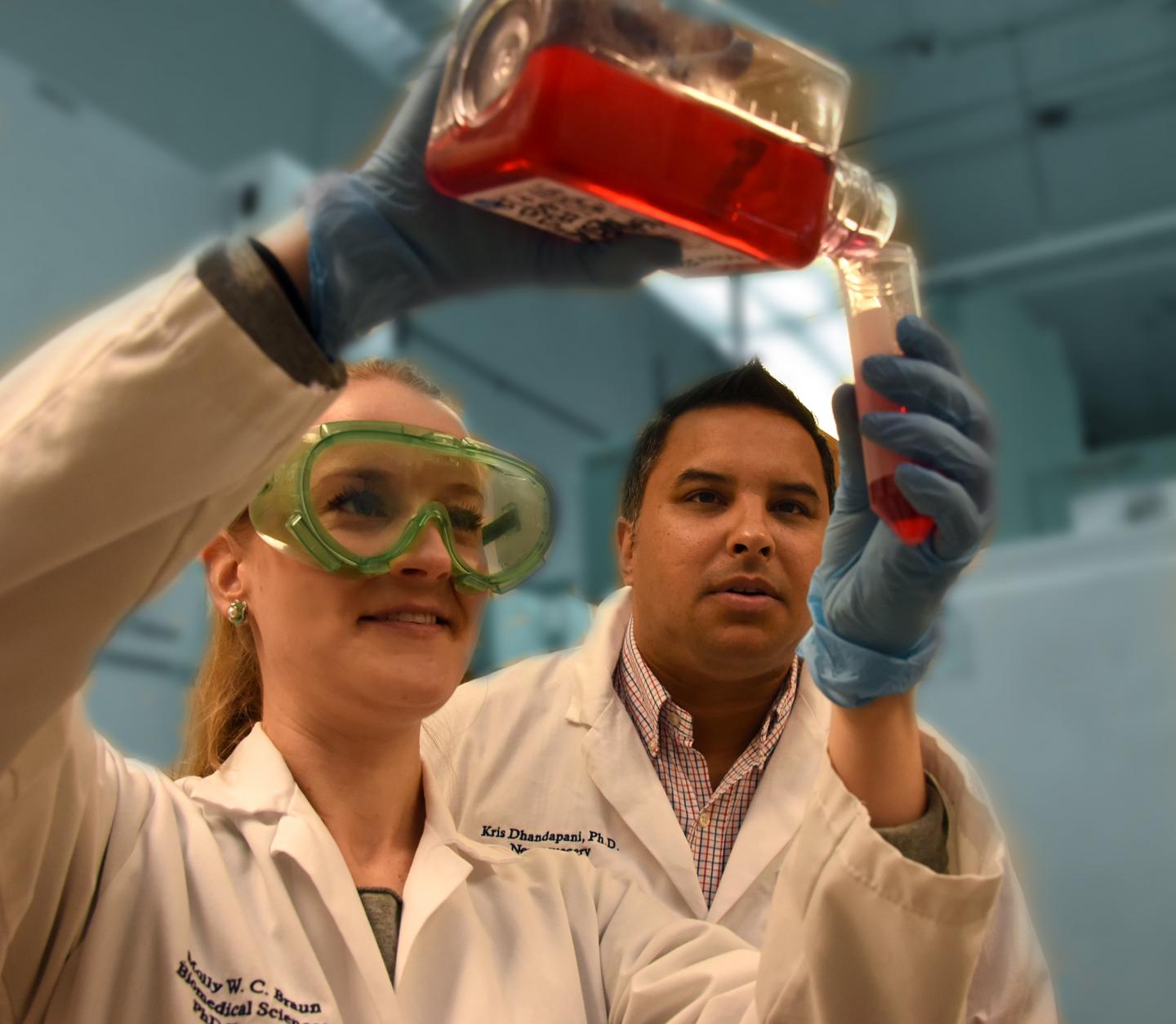 Dr. Krishnan Dhandapani and Ph.D. student Molly Braun